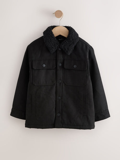 Black Borg Lined Faux Suede Shacket (3-16yrs)