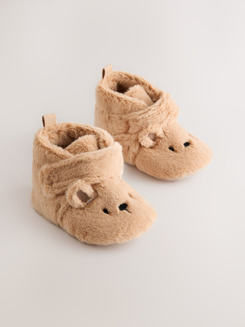 Tan Brown Bear Baby Slipper Wrap Boots (0-2mths)