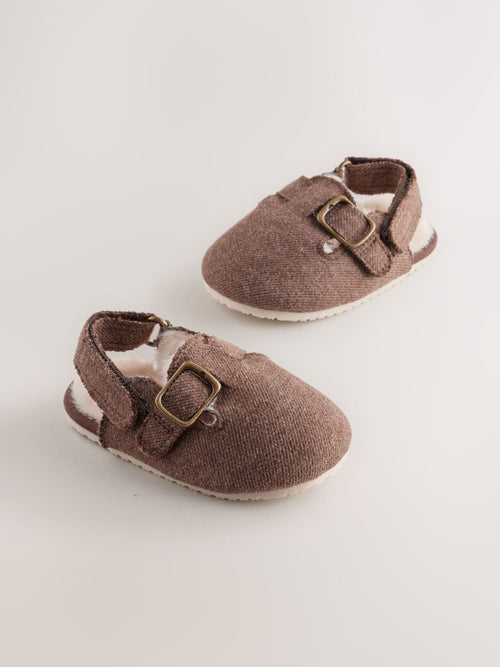 Chocolate Brown Touch Fastening Fur lined Clogs (0-2mths)