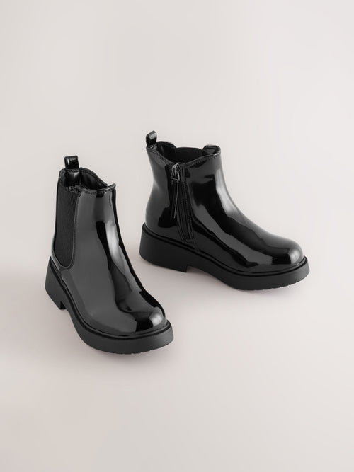 Black Patent Wide Fit (G) Chelsea Ankle Boots