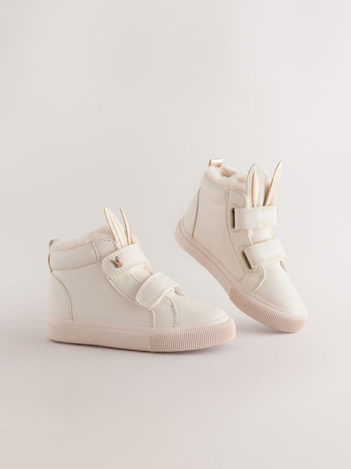 Cream Bunny Standard Fit (F) Touch Fastening High Top Trainers
