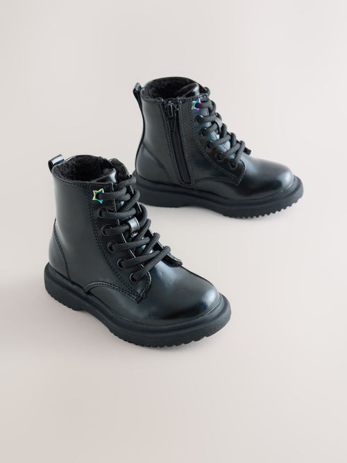Black Wide Fit (G) Lace Up Ankle Boots