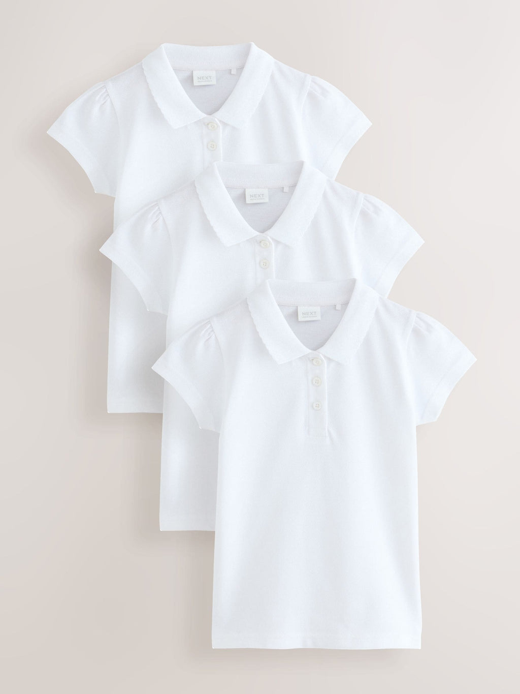 White Girls Cotton Short Sleeve Polo Shirt 3 Pack (3-16yrs)
