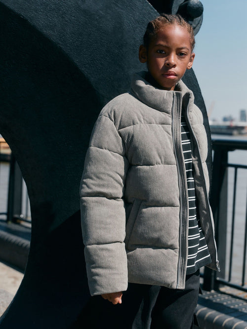 Charcoal Grey Cord Padded Coat (3-16yrs)