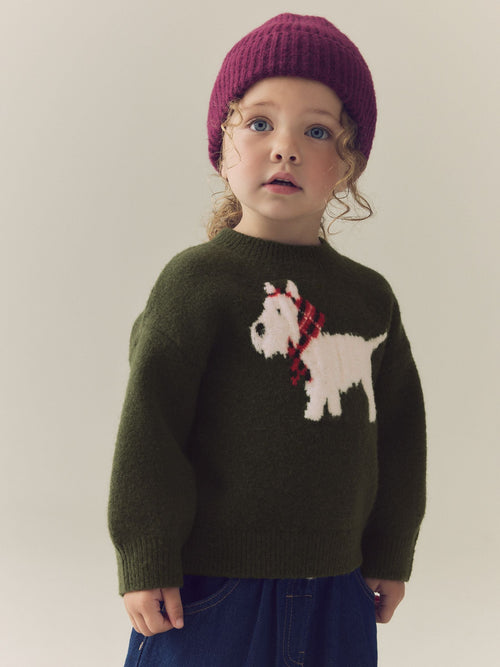 Green Scotty Dog Boxy Jumper (3mths-7yrs)