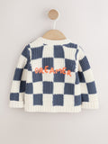 Blue Embroidered Slogan Knitted Baby Cardigan (0mths-2yrs)