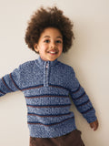 Blue/Navy Zip Neck Knitted Cable Jumper (3mths-7yrs)