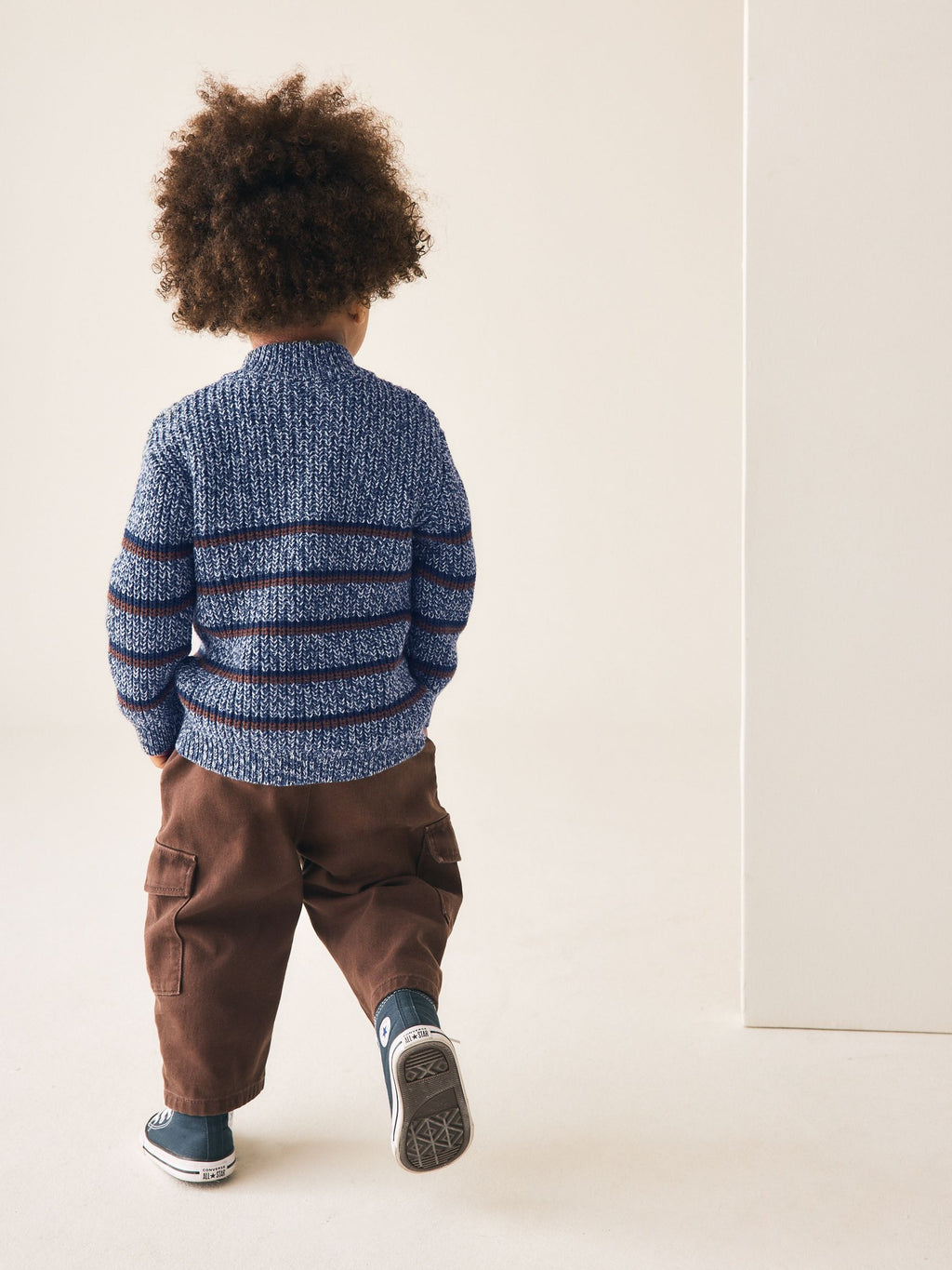 Blue/Navy Zip Neck Knitted Cable Jumper (3mths-7yrs)