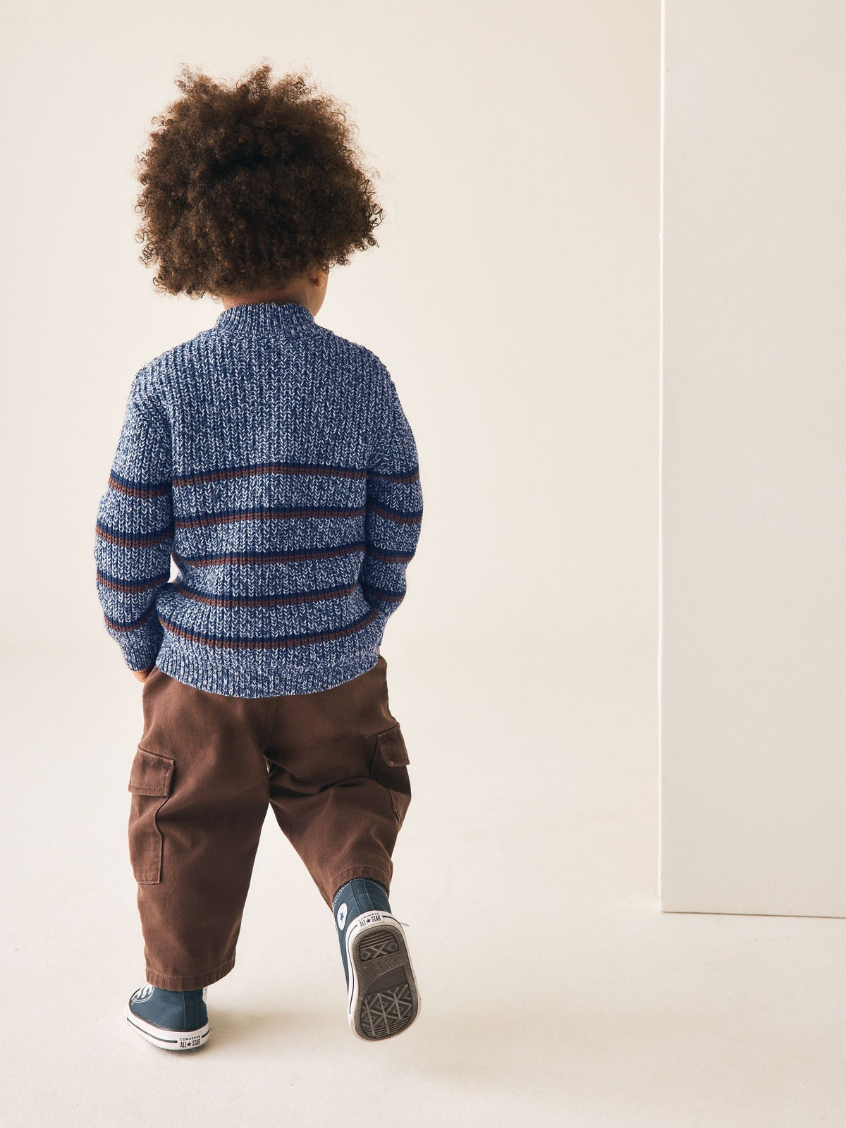 Blue/Navy Zip Neck Knitted Cable Jumper (3mths-7yrs)