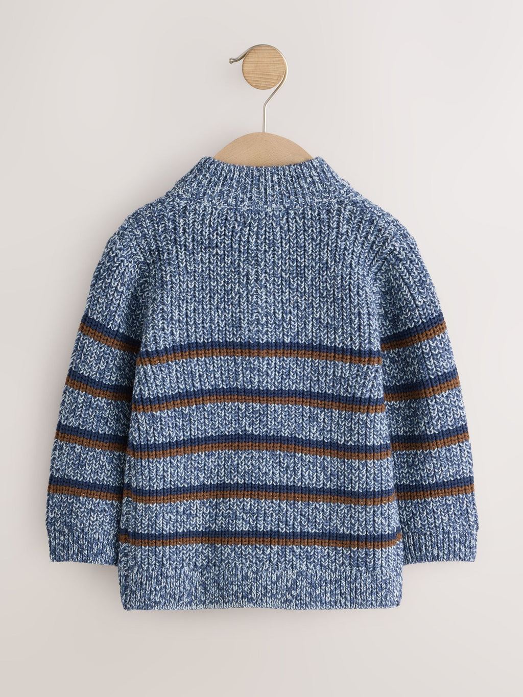 Blue/Navy Zip Neck Knitted Cable Jumper (3mths-7yrs)