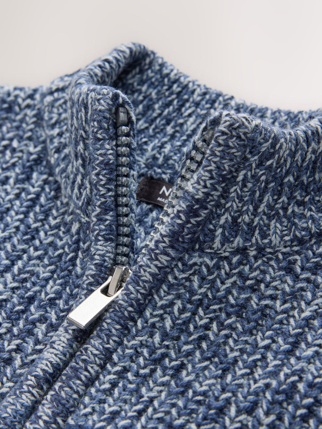 Blue/Navy Zip Neck Knitted Cable Jumper (3mths-7yrs)