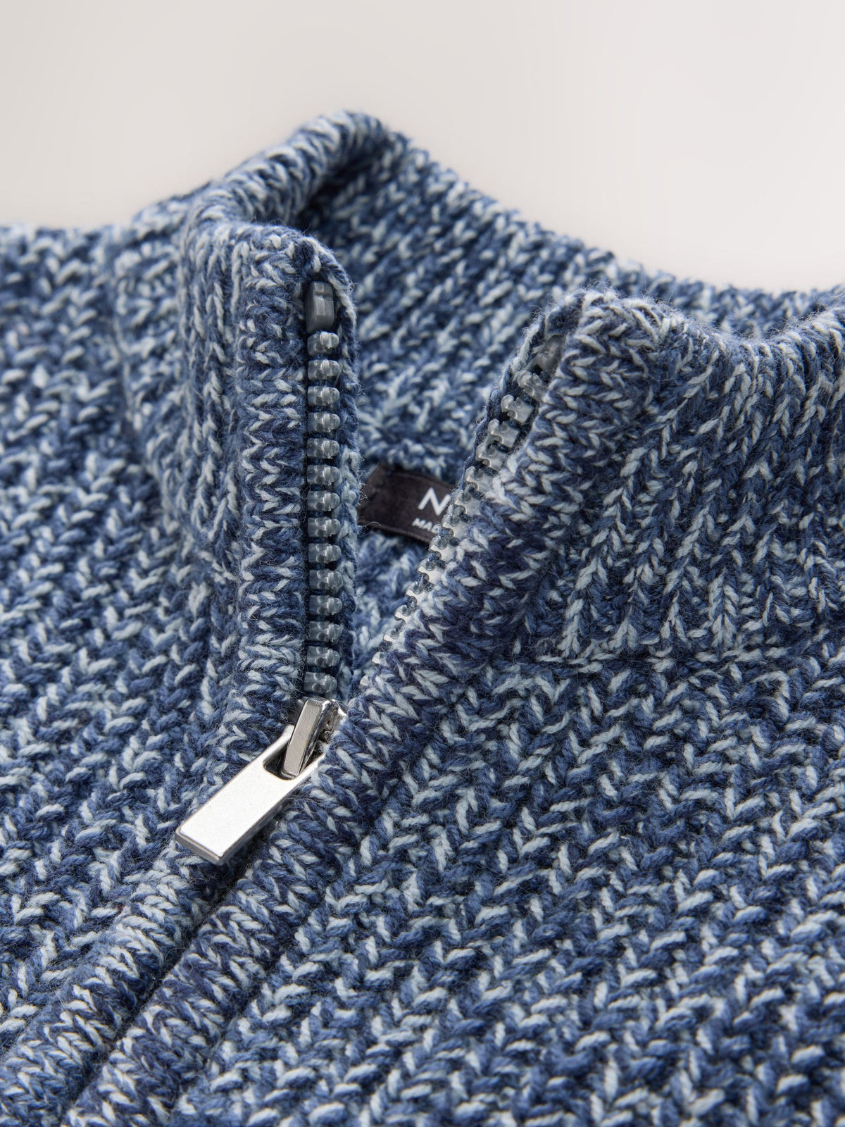 Blue/Navy Zip Neck Knitted Cable Jumper (3mths-7yrs)