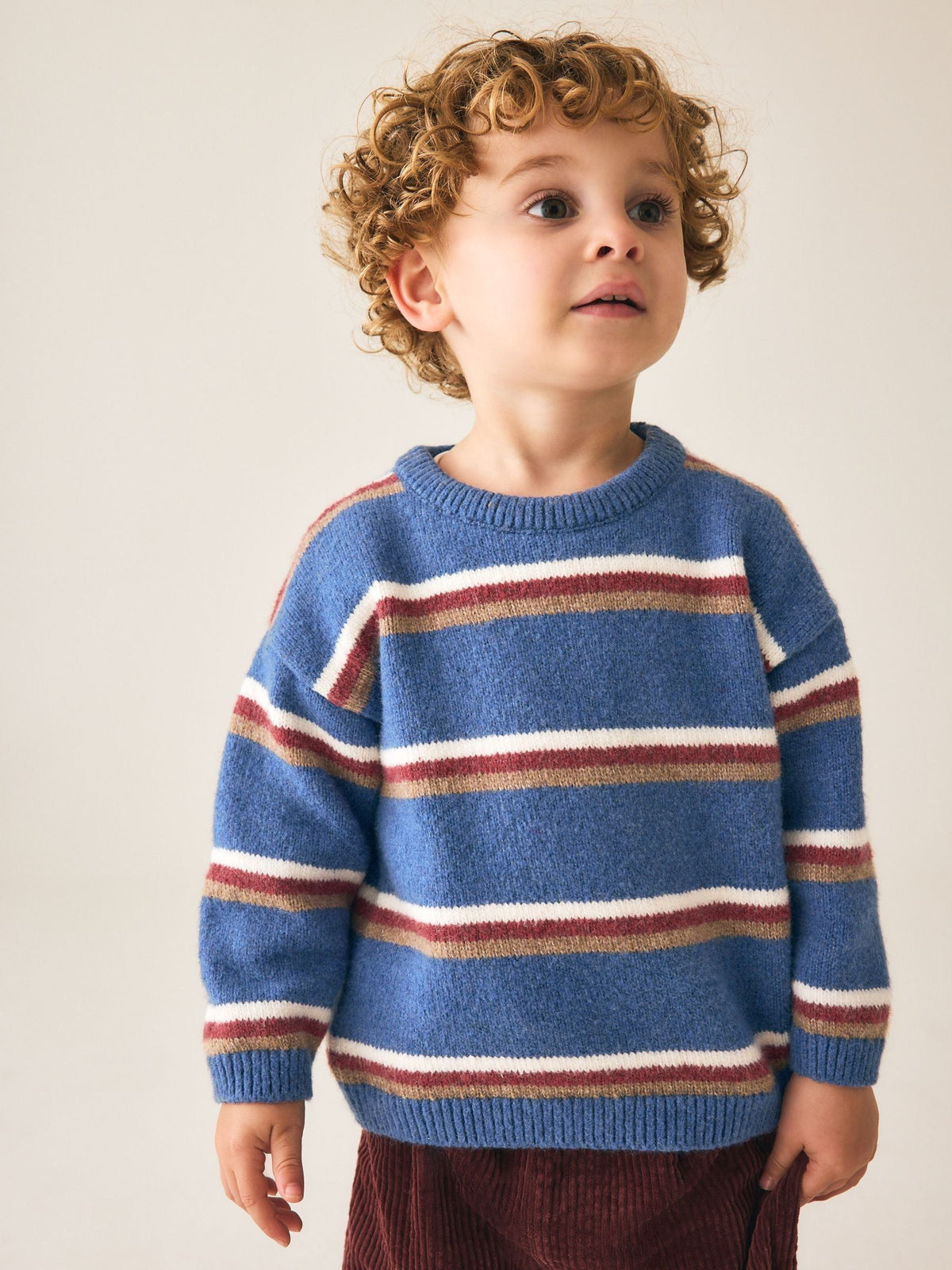 Blue Striped Knitted Crew Neck Jumper (3mths-7yrs)