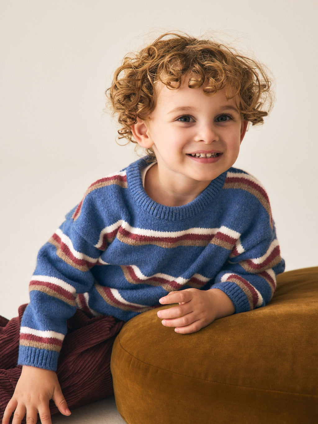Blue Striped Knitted Crew Neck Jumper (3mths-7yrs)