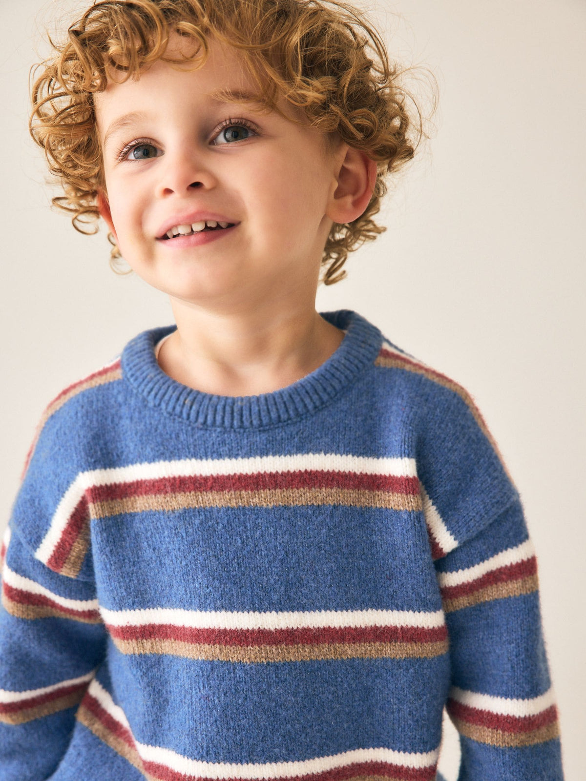 Blue Striped Knitted Crew Neck Jumper (3mths-7yrs)