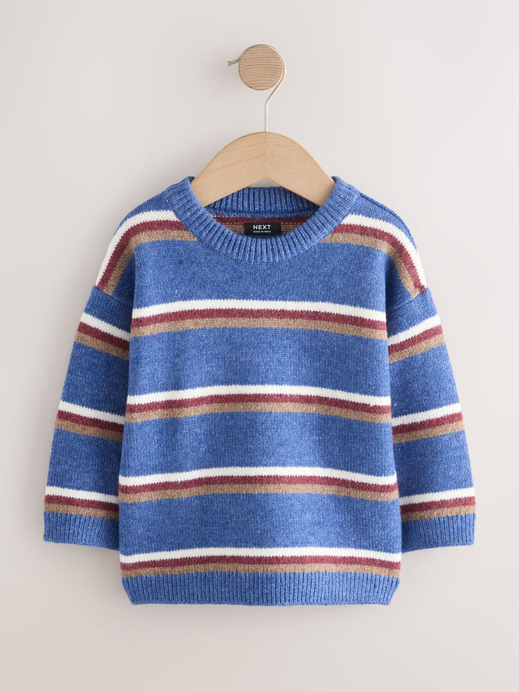 Blue Striped Knitted Crew Neck Jumper (3mths-7yrs)