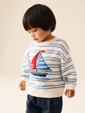 Cream/Blue Boat Character Knitted Crew Neck Jumper (3mths-7yrs)