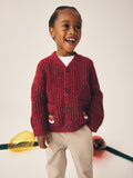 Red Christmas Knitted Crew Neck Cardigan (3mths-7yrs)