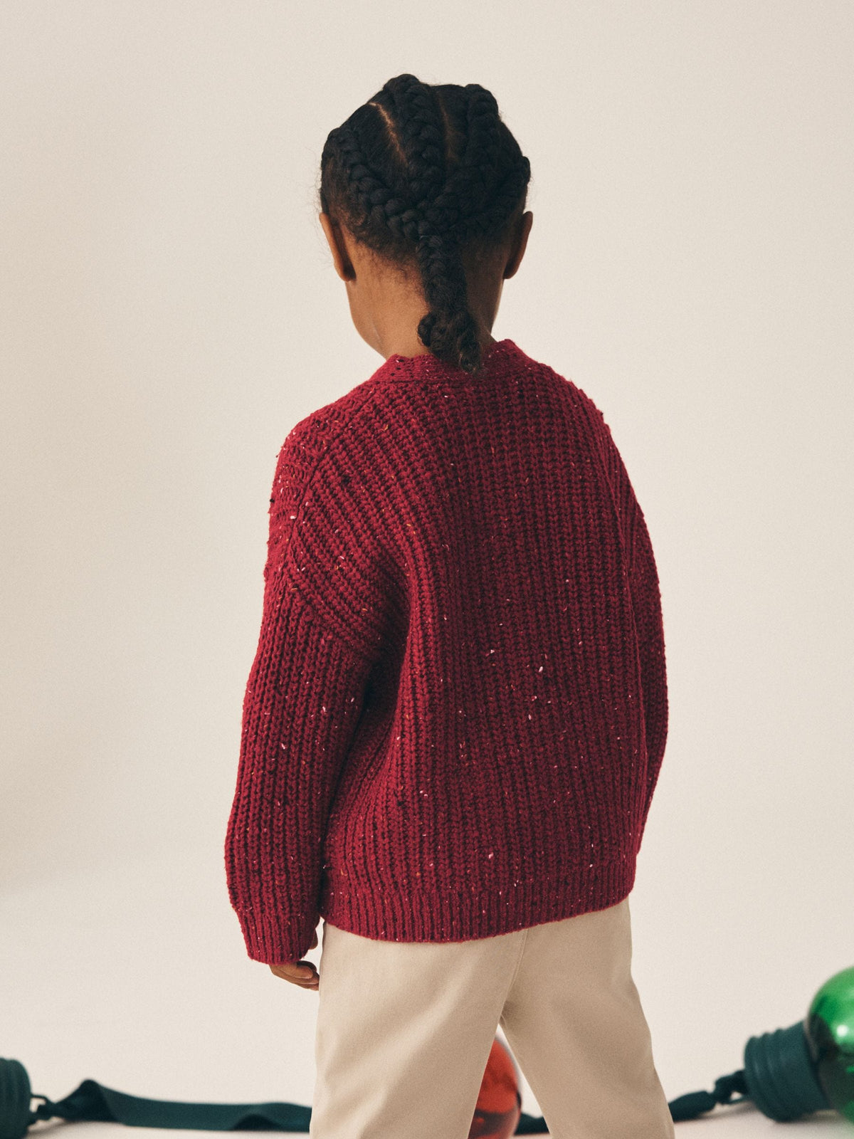 Red Christmas Knitted Crew Neck Cardigan (3mths-7yrs)