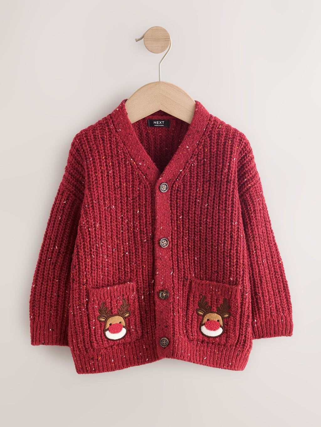 Red Christmas Knitted Crew Neck Cardigan (3mths-7yrs)