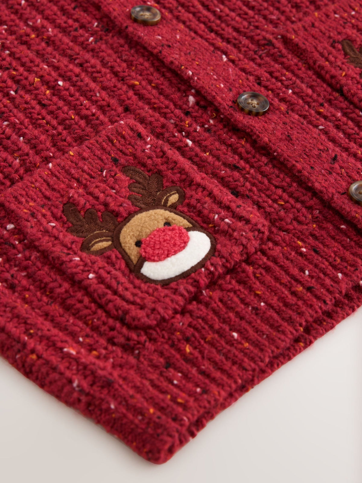 Red Christmas Knitted Crew Neck Cardigan (3mths-7yrs)