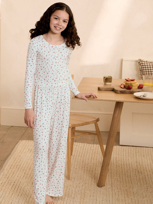 Ecru Pointelle Henley Wide Leg Pyjamas 1 Pack (3-16yrs)
