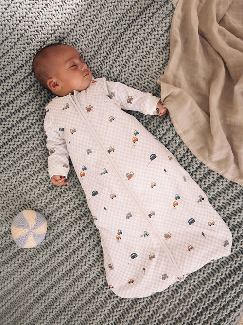 Checkerboard Cars 2.5 Tog Removable Sleeve Baby Sleep Bag