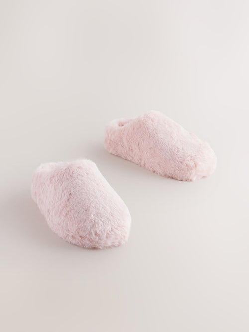 Pink Faux Fur Mule Slippers