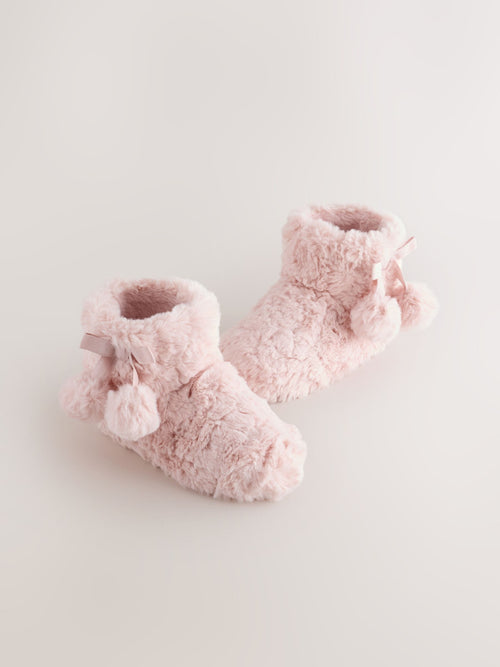 Pink Faux Fur Standard Fit (F) Slipper Boots