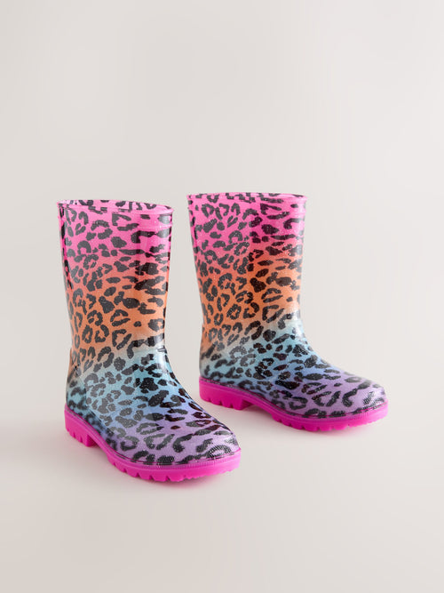 Rainbow Leopard Print Wellies