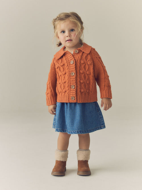 Pumpkin Chunky Bobble Cardigan (3mths-10yrs)