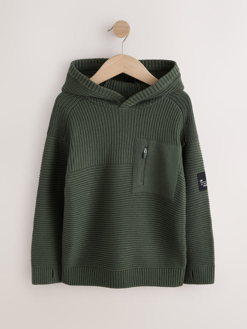 Green Utility Knitted Hoodie (3-16yrs)