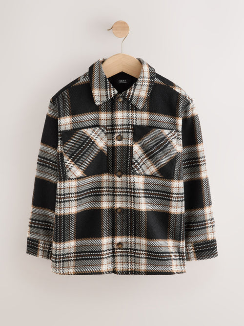 Black/White Check Jersey Lined Overshirt (3-16yrs)