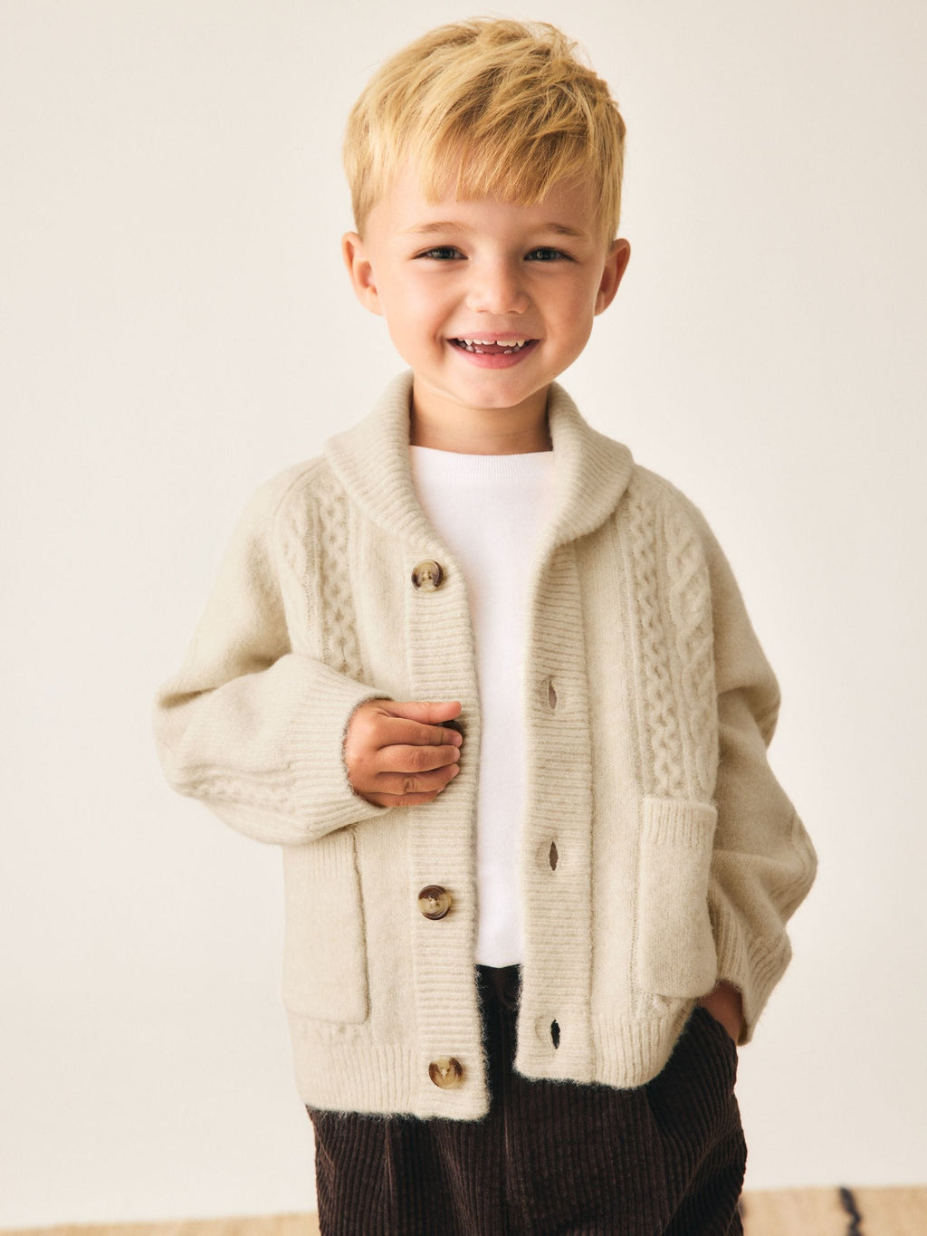 Cream Cable Knit Cardigan (3mths-7yrs)