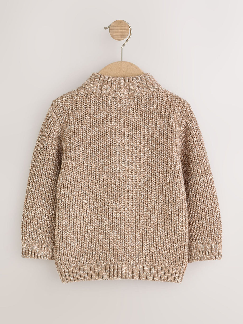 Beige Zip Neck Knitted Cable Jumper (3mths-7yrs)
