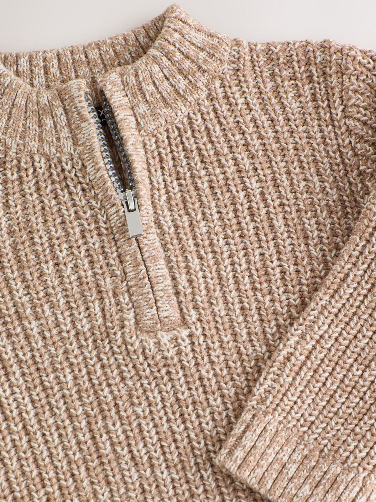 Beige Zip Neck Knitted Cable Jumper (3mths-7yrs)