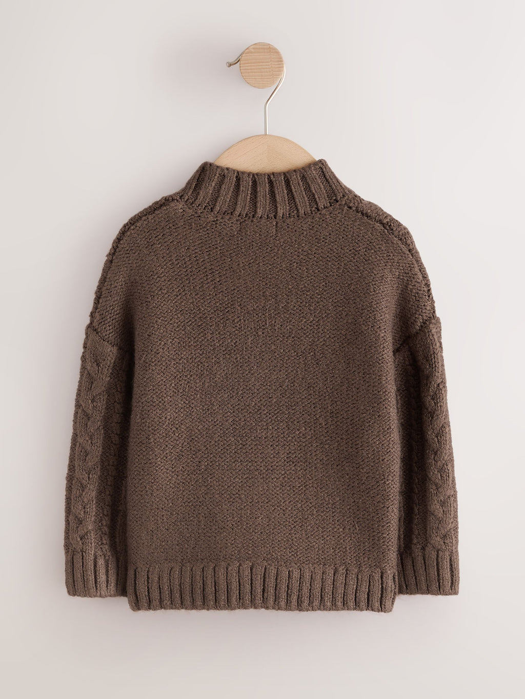Brown Zip Neck Knitted Cable Jumper (3mths-7yrs)