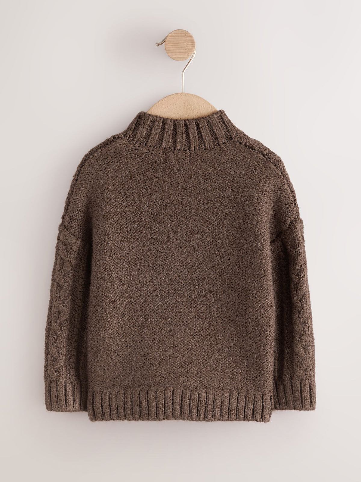 Brown Zip Neck Knitted Cable Jumper (3mths-7yrs)