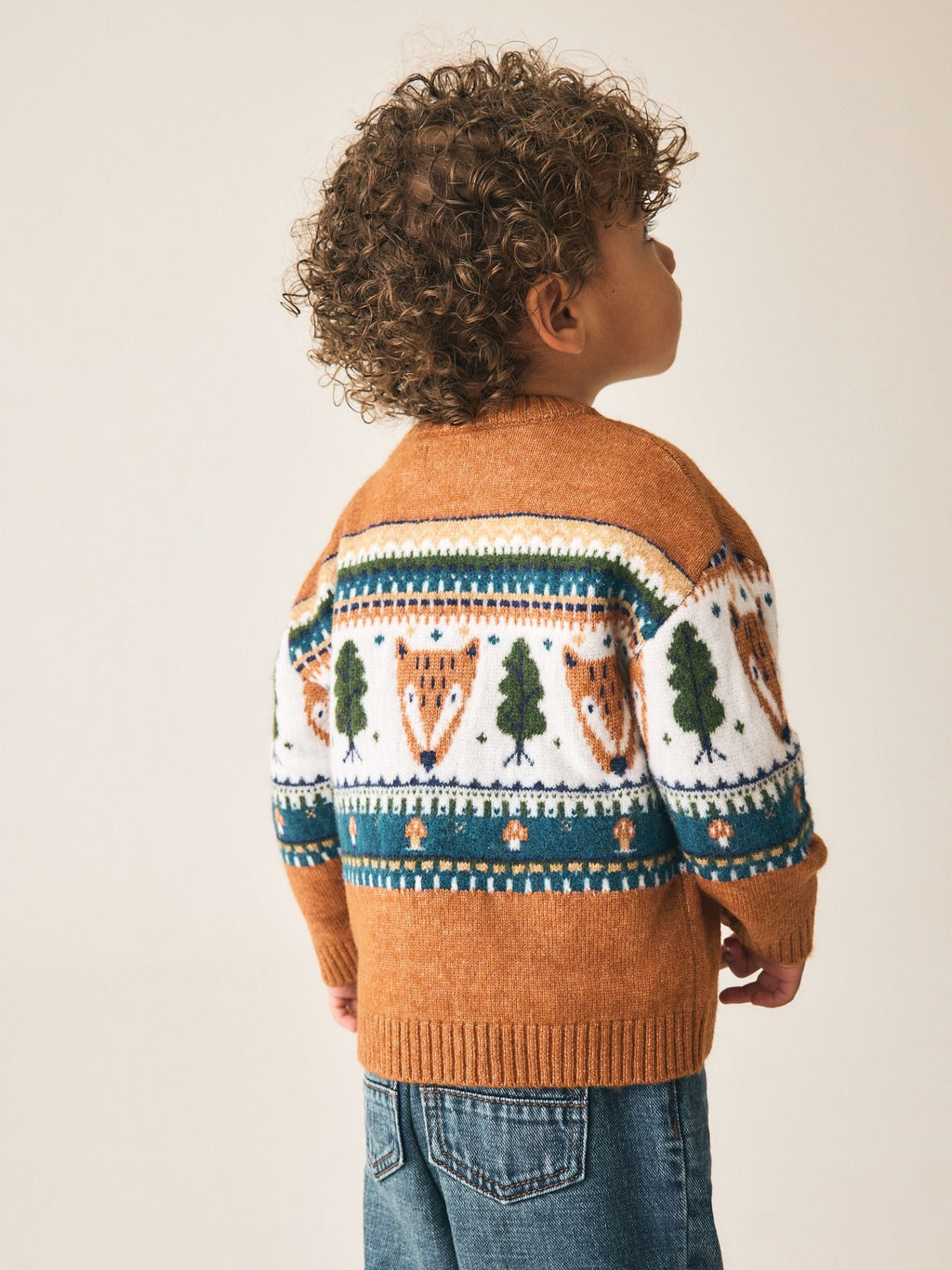 Brown/Cream Character Knitted Crew Neck Jumper (3mths-7yrs)