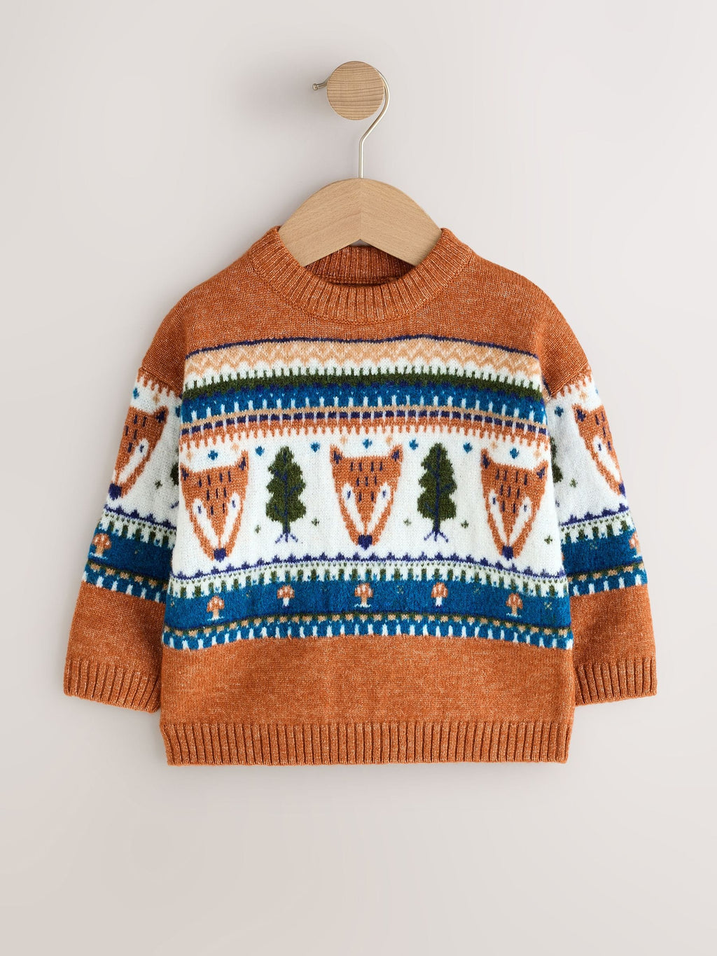 Brown/Cream Character Knitted Crew Neck Jumper (3mths-7yrs)