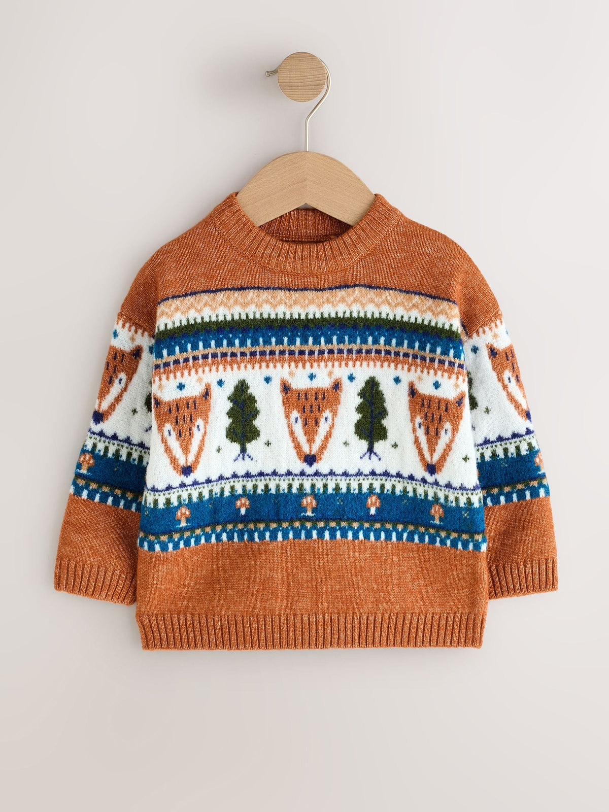 Brown/Cream Character Knitted Crew Neck Jumper (3mths-7yrs)