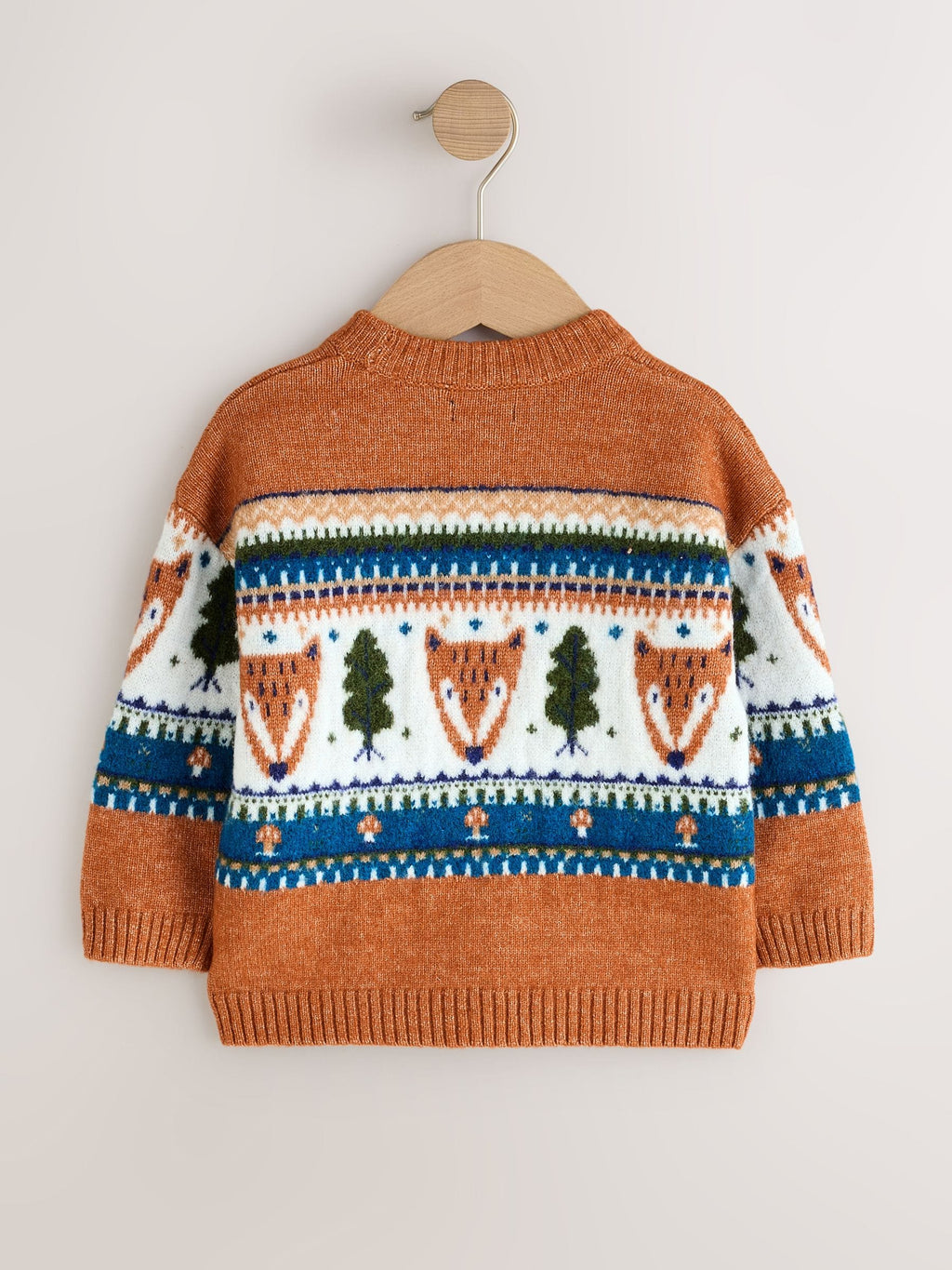 Brown/Cream Character Knitted Crew Neck Jumper (3mths-7yrs)