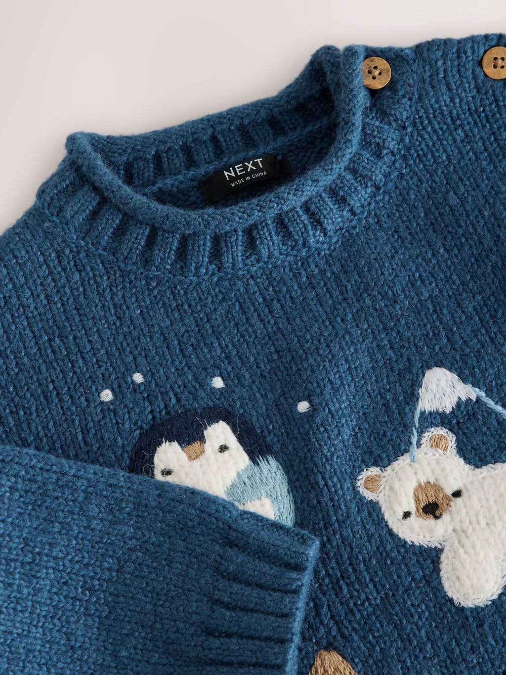 Navy Blue Arctic Character Knitted Crew Neck Jumper (3mths-7yrs)