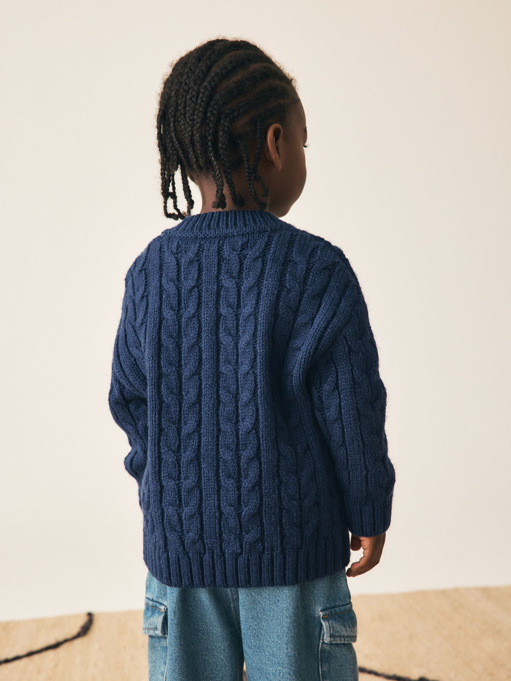 Navy Cable Knit Crew Neck Jumper (3mths-7yrs)