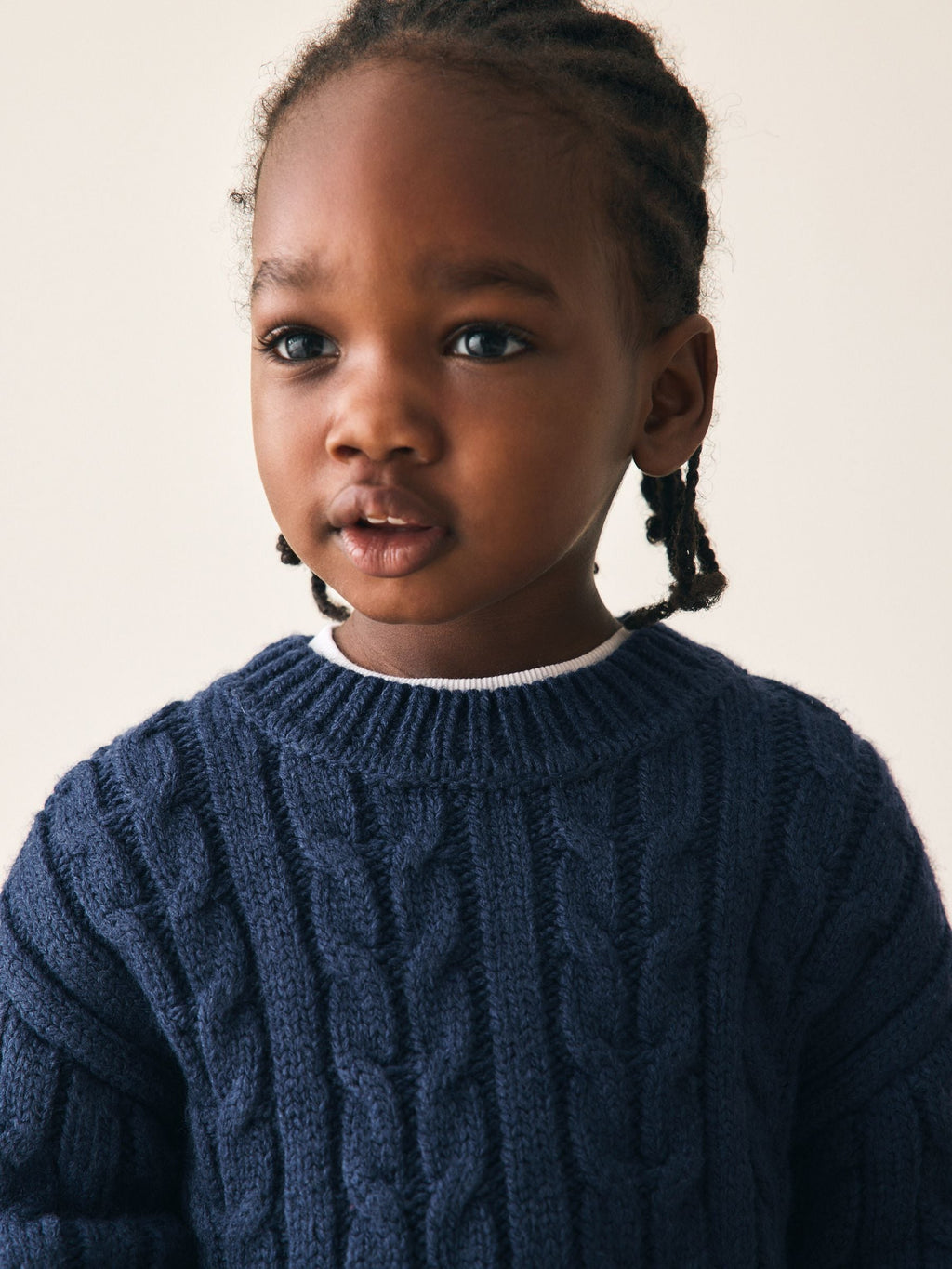 Navy Cable Knit Crew Neck Jumper (3mths-7yrs)