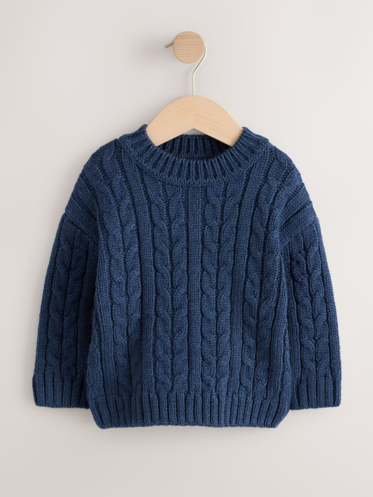 Navy Cable Knit Crew Neck Jumper (3mths-7yrs)