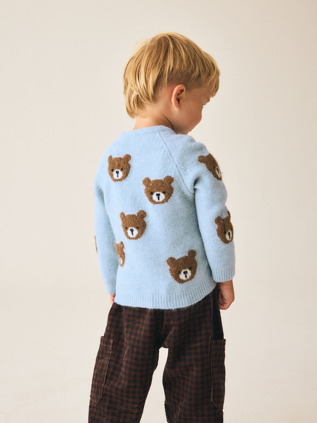 Light Blue Bear All Over Character Knitted Crew Neck Jumper (3mths-7yrs)