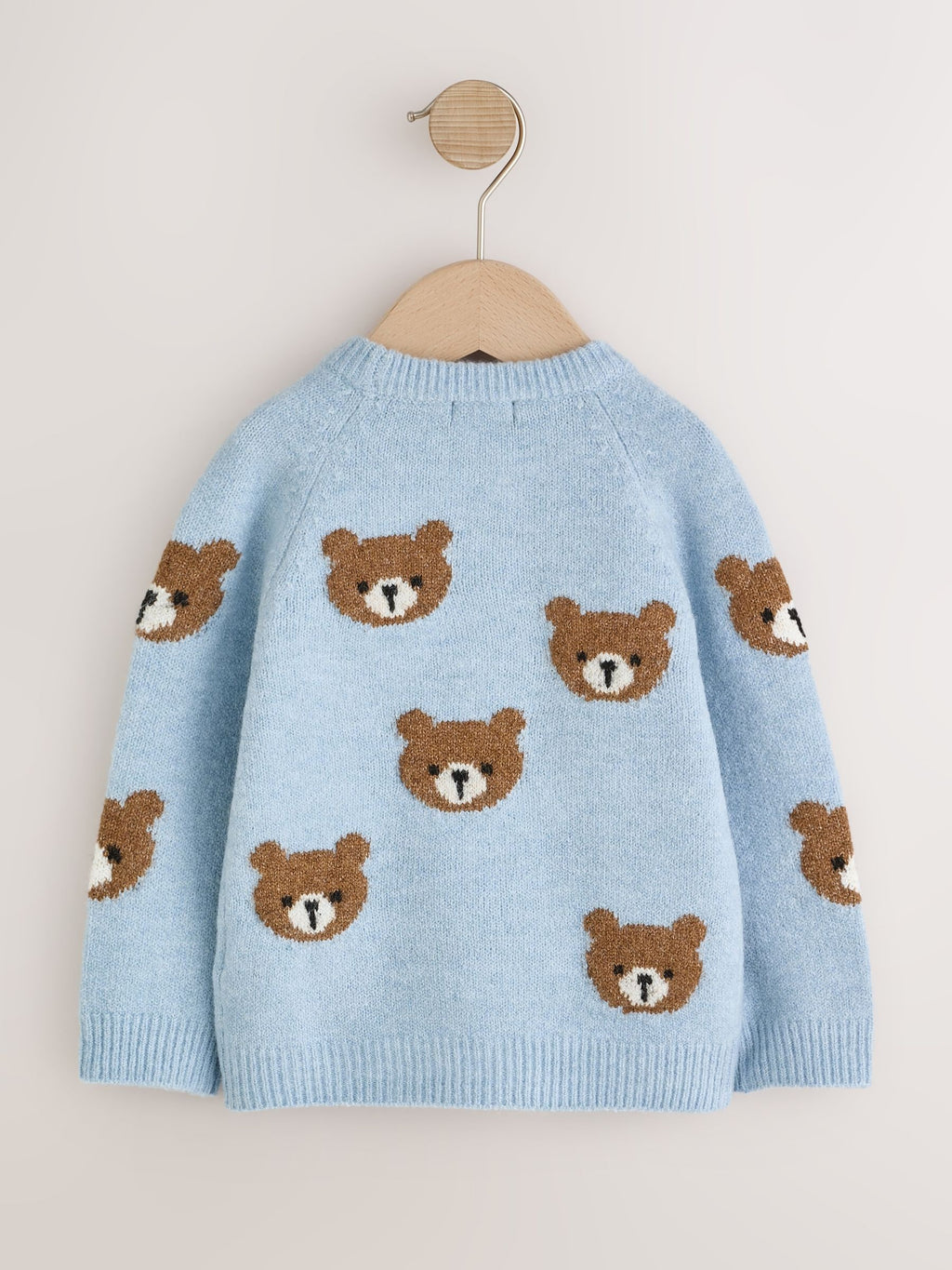 Light Blue Bear All Over Character Knitted Crew Neck Jumper (3mths-7yrs)