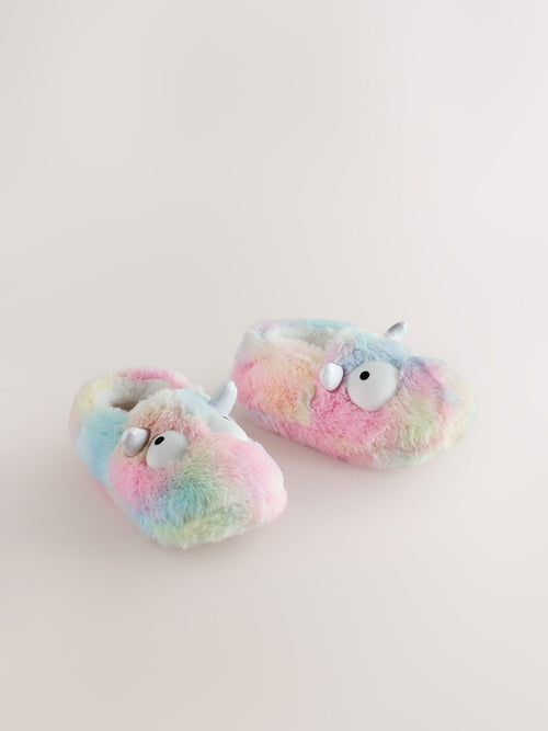 Rainbow Monster Character Mule Slippers