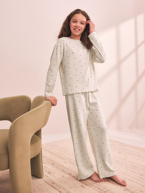 Black/Ecru Pointelle Wide Leg Pyjamas 1 Pack (2-16yrs)